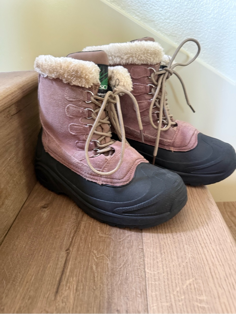Itasca Women’s Leather Thinsulate Winter Snow Boots Rose Suede Upper Size 8